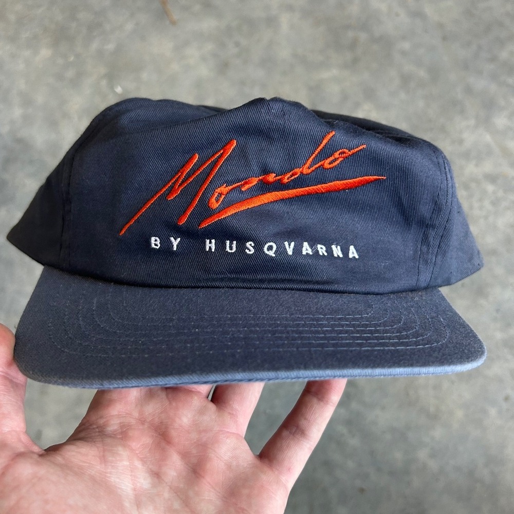Husqvarna Mondo Vintage Navy Blue Snapback Hat Orange Embroidery Cotton Cap - Picture 4 of 9